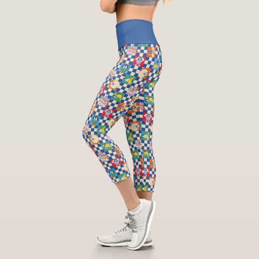 Farbenfrohe LOONEY TUNES™ Schachbrett Toss Pattern Capri Leggings (Links)