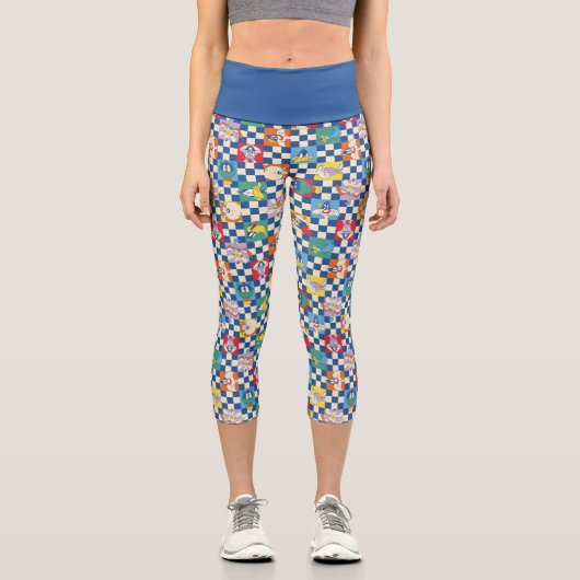 Farbenfrohe LOONEY TUNES™ Schachbrett Toss Pattern Capri Leggings (Vorderseite)