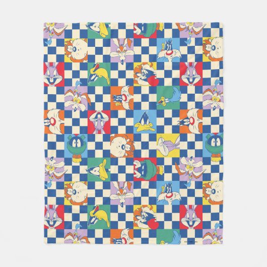 Farbenfrohe LOONEY TUNES™ Schachbrett Toss Pattern Fleecedecke (Vorderseite)