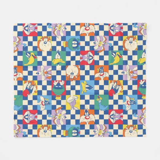 Farbenfrohe LOONEY TUNES™ Schachbrett Toss Pattern Fleecedecke (Vorderseite (Horizontal))
