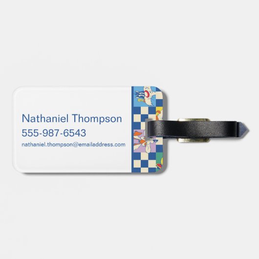 Farbenfrohe LOONEY TUNES™ Schachbrett Toss Pattern Gepäckanhänger (Rückseite horizontal)