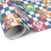 Farbenfrohe LOONEY TUNES™ Schachbrett Toss Pattern Geschenkpapier (Rolleneckpunkt)