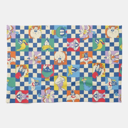 Farbenfrohe LOONEY TUNES™ Schachbrett Toss Pattern Geschirrtuch (Horizontal)