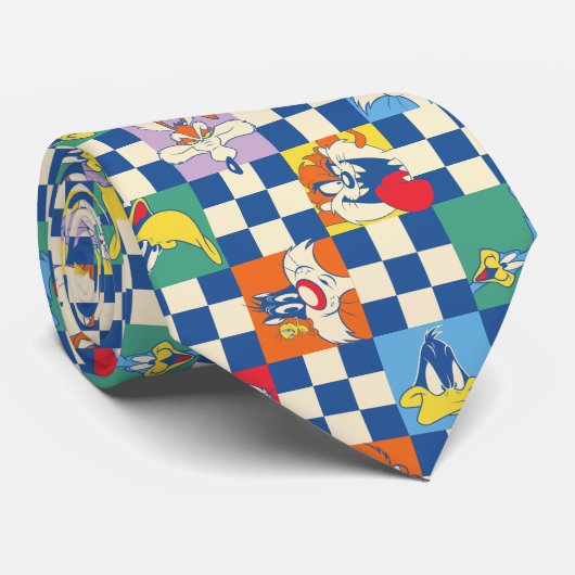 Farbenfrohe LOONEY TUNES™ Schachbrett Toss Pattern Krawatte (Gerollt)