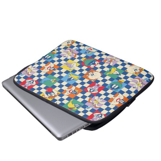 Farbenfrohe LOONEY TUNES™ Schachbrett Toss Pattern Laptopschutzhülle (Vorne Knopf)