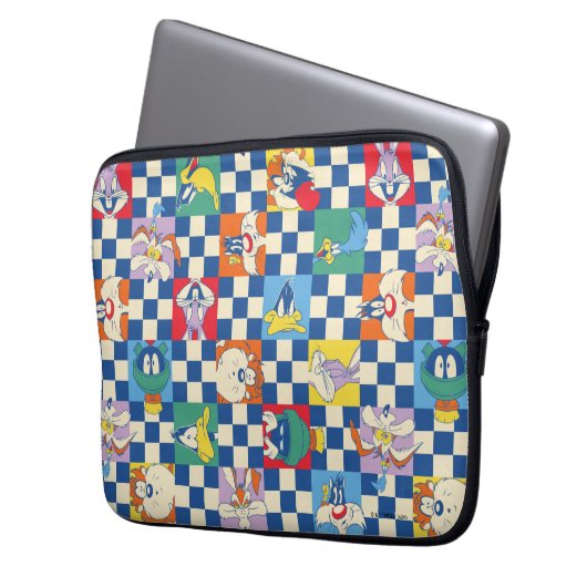 Farbenfrohe LOONEY TUNES™ Schachbrett Toss Pattern Laptopschutzhülle (Vorderseite Links)