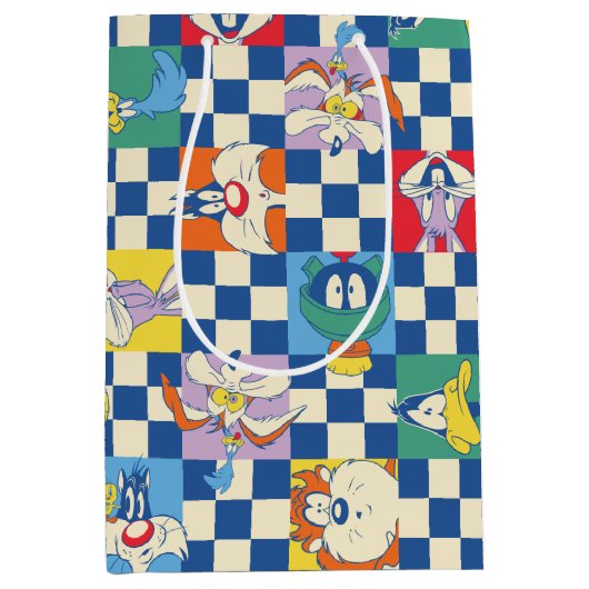 Farbenfrohe LOONEY TUNES™ Schachbrett Toss Pattern Mittlere Geschenktüte (Vorderseite)