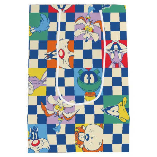 Farbenfrohe LOONEY TUNES™ Schachbrett Toss Pattern Mittlere Geschenktüte (Rückseite)