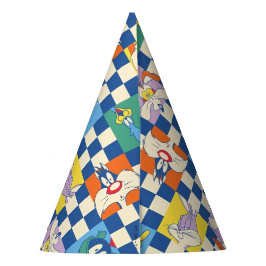 Farbenfrohe LOONEY TUNES™ Schachbrett Toss Pattern Partyhütchen (Rückseite)