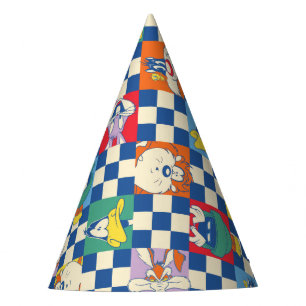 Farbenfrohe LOONEY TUNES™ Schachbrett Toss Pattern Partyhütchen