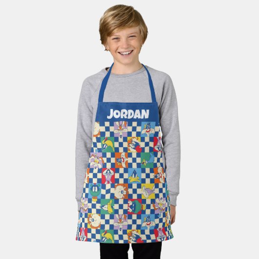 Farbenfrohe LOONEY TUNES™ Schachbrett Toss Pattern Schürze (Getragen)