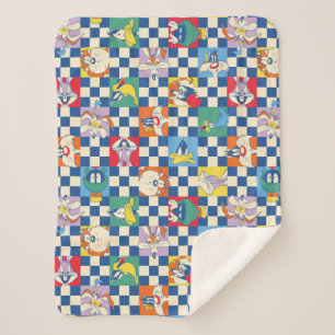 Farbenfrohe LOONEY TUNES™ Schachbrett Toss Pattern Sherpadecke