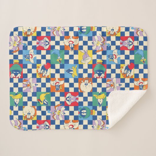 Farbenfrohe LOONEY TUNES™ Schachbrett Toss Pattern Sherpadecke (Vorderseite (Horizontal))