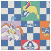 Farbenfrohe LOONEY TUNES™ Schachbrett Toss Pattern Stoff (Nahaufnahme)