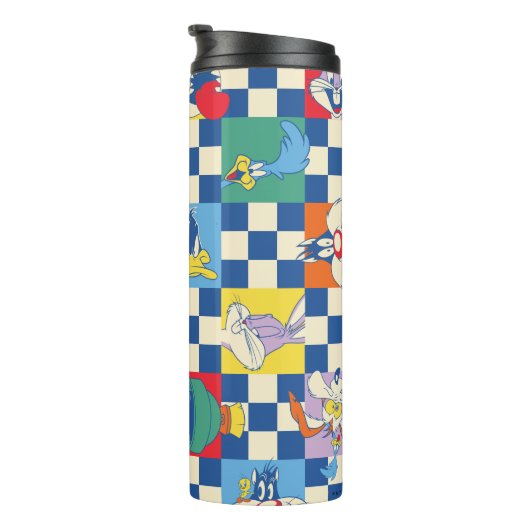 Farbenfrohe LOONEY TUNES™ Schachbrett Toss Pattern Thermosbecher (Nach rechts gedreht)