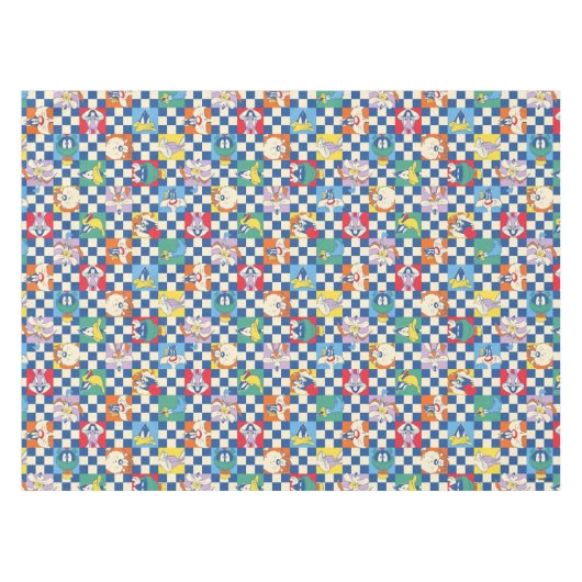 Farbenfrohe LOONEY TUNES™ Schachbrett Toss Pattern Tischdecke (Vorderseite (Horizontal))