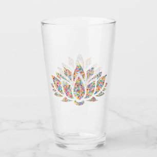 Farbenfrohe Lotus Blume Design Trinkglas Glas
