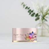 Farbenfrohe Lotus Blume Rose Gold Yoga Instructor Visitenkarte (Stehend Vorderseite)