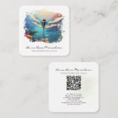 *~* Farbenfrohe Lotus Lily Abstrakte Libelle QR Quadratische Visitenkarte (Vorne/Hinten)