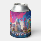 Farbenfrohe Louisville Skyline Abstrakt Art Dosenkühler (Kanne Vorderseite)