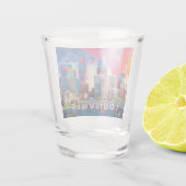 Farbenfrohe Louisville Skyline Abstrakt Art Schnapsglas (Rückseite)
