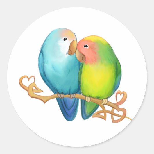 Farbenfrohe Lovebird-Aufkleber Runder Aufkleber (Vorderseite)