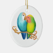 Farbenfrohe Lovebirds Keramik Ornament (Rechts)