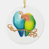 Farbenfrohe Lovebirds Keramik Ornament (Vorne)