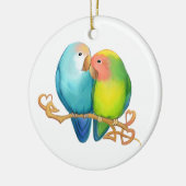 Farbenfrohe Lovebirds Keramik Ornament (Links)