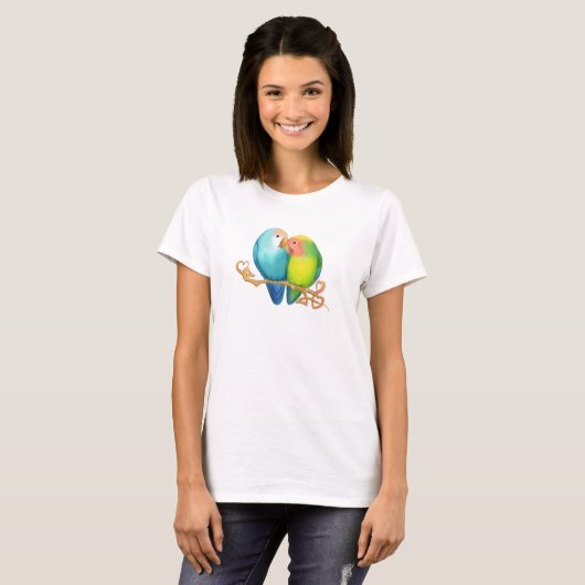 Farbenfrohe Lovebirds Tshirt (Vorne ganz)