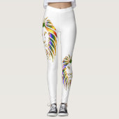 Farbenfrohe Löwe auf allen farbigen Leggings (Vorderseite)