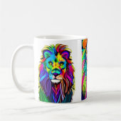 Farbenfrohe Löwe Digitale Kunst Kaffeetasse (Links)