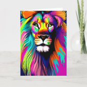 Farbenfrohe Löwe Digitale Kunst Karte (Vorderseite)