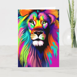 Farbenfrohe Löwe Digitale Kunst Karte
