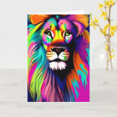 Farbenfrohe Löwe Digitale Kunst Karte (Gelbe Blume)