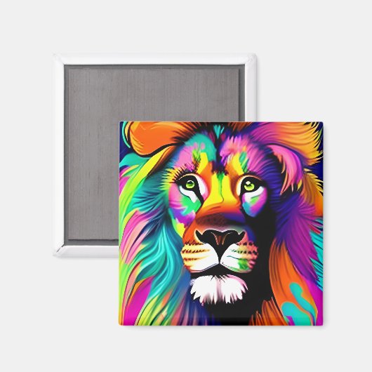 Farbenfrohe Löwe Digitale Kunst Magnet (Vorderseite/Rückseite)