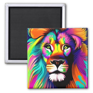Farbenfrohe Löwe Digitale Kunst Magnet