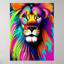 Farbenfrohe Löwe Digitale Kunst Poster