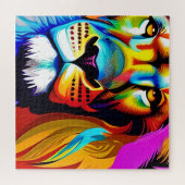 Farbenfrohe Löwe Digitale Kunst Puzzle (Horizontal)
