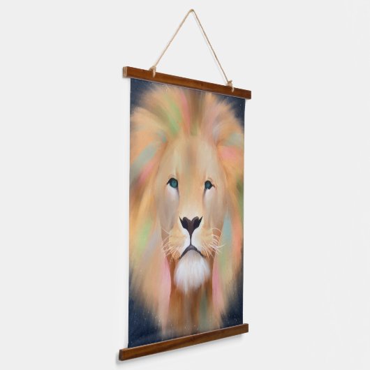 Farbenfrohe Löwe Wilde Tierart Malerei Wandteppich Mit Holzrahmen (Gewinkelt)