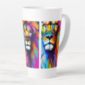 Farbenfrohe Löwen Digitale Kunst Milchtasse (Rechte Ecke)