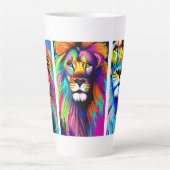 Farbenfrohe Löwen Digitale Kunst Milchtasse (Vorderseite)