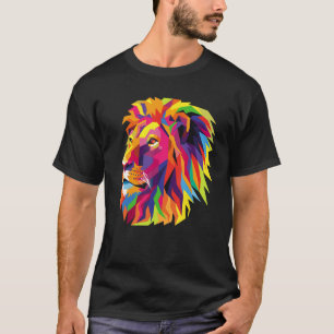 Farbenfrohe Löwenkopf Pop Art T-Shirt