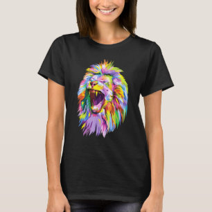 Farbenfrohe Löwenkopf Pop Kunst für Löwen T-Shirt