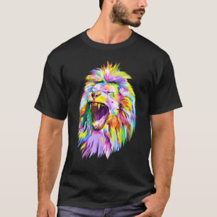 Farbenfrohe Löwenkopf Pop Kunst für Löwen T-Shirt