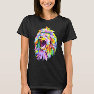 Farbenfrohe Löwenkopf Pop Kunst für Löwen T-Shirt