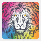 Farbenfrohe Löwenkopie Quadratischer Aufkleber (Vorderseite)