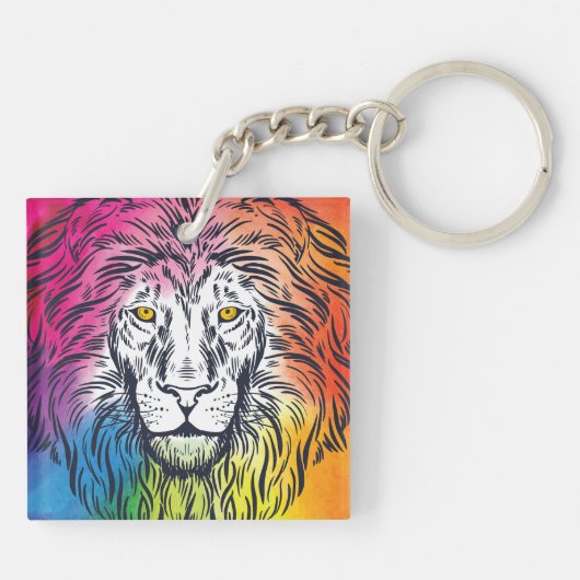 Farbenfrohe Löwenkopie Schlüsselanhänger (Rückseite)