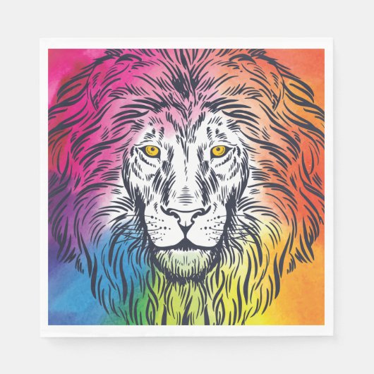 Farbenfrohe Löwenkopie Serviette (Vorderseite)
