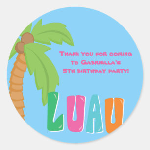 Farbenfrohe Luau Palm Tree Round Sticker